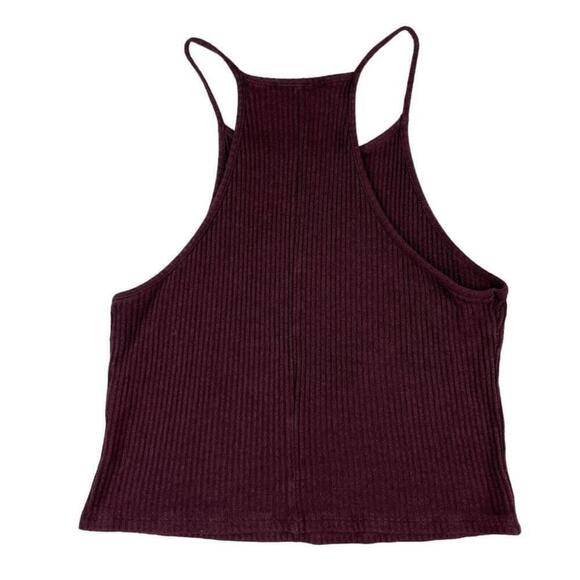 Brandy Melville Tank Womens One Size Burgundy Ribbed Cotton Sleeveless - Picture 6 of 7